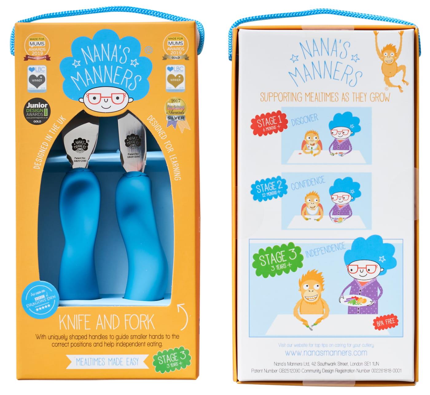 Nanas Manners ETAP 3 SEA BLUE Sztućce 3-9 lat